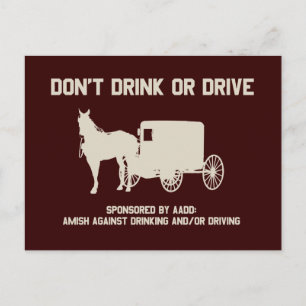 Amish - nicht trinken oder Auto fahren Postkarte