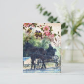 Amish Pferd und Buggy Birdie Texture Postkarte (Stehend Vorderseite)