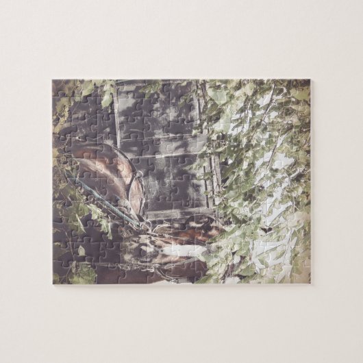 Amish Pferd und Buggy im Schatten Puzzle (Horizontal)