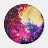 Amish Pferd und Buggy Trippy Art Magnet (Vorne)