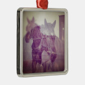 Amish Pferde digitale Collage Silbernes Ornament (Rechts)