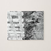 Amish Pferde schwarz-weiß Puzzle (Horizontal)