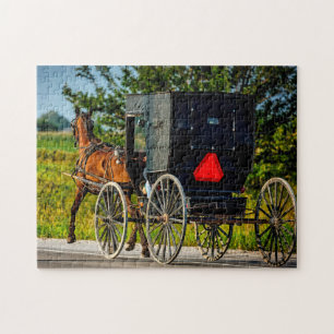 Amish-Pferdekutsche Indiana. Puzzle