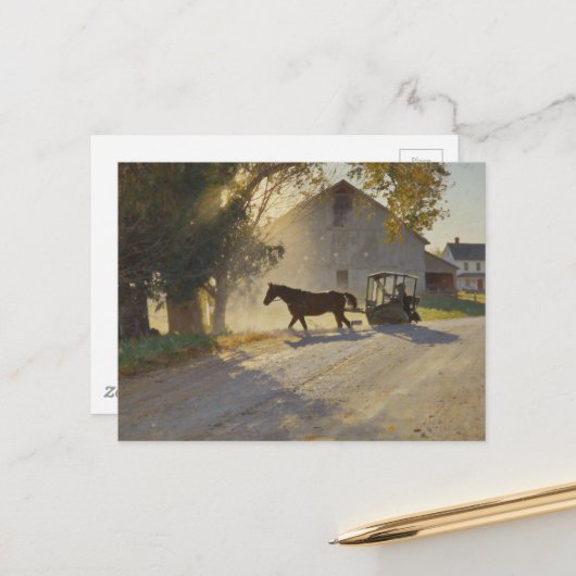 Amish-Pferdemalerei Postkarte (Vorderseite/Rückseite Beispiel)