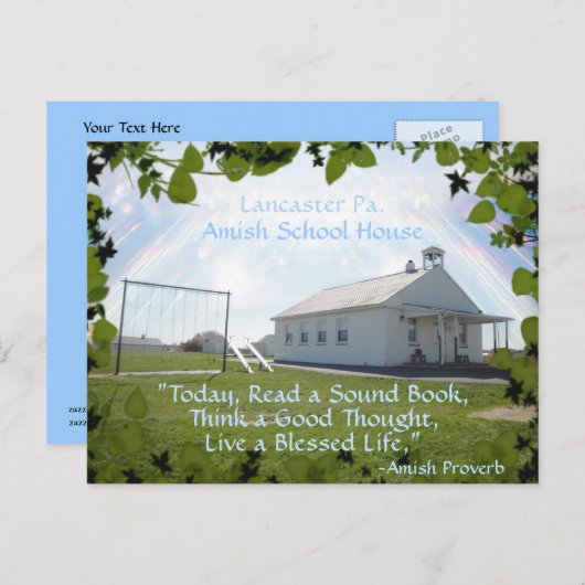 Amish Postcard, Schulhaus. TEXT HINZUFÜGEN Postkarte (Vorne/Hinten)