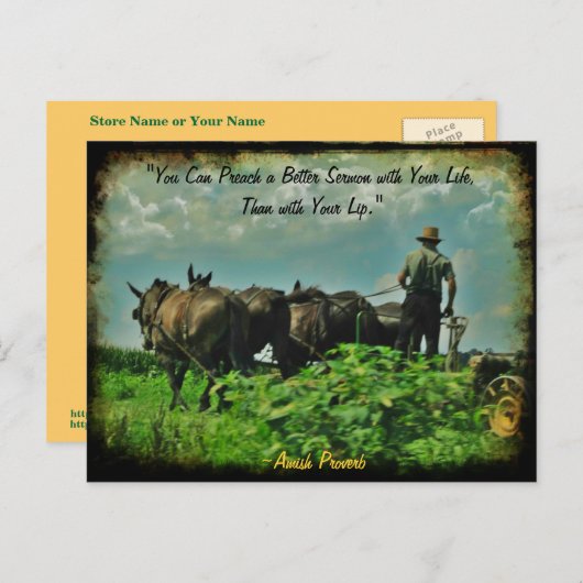 Amish Postcard. Sprichwort! Fügen Sie Store oder I Postkarte (Vorne/Hinten)