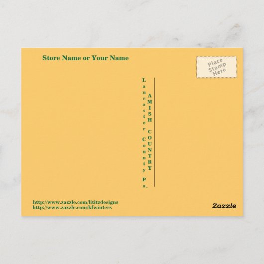 Amish Postcard. Sprichwort! Fügen Sie Store oder I Postkarte (Rückseite)