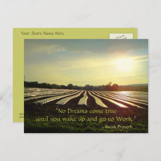 Amish Postcard. Sprichwort. Träume. Work. Postkart Postkarte (Vorne/Hinten)