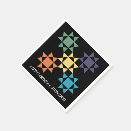 Amish Quilt Blocks Personalisiert Quilt Themed Na Serviette (Ecke)