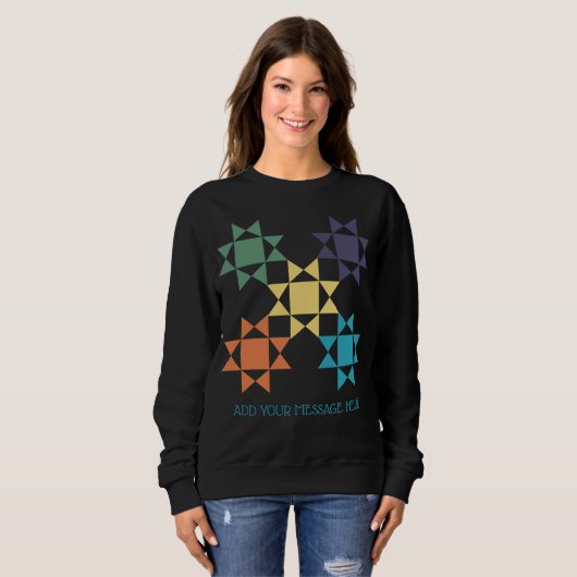 Amish Quilt Graphic Custom Message Personalisiert Sweatshirt (Vorne ganz)