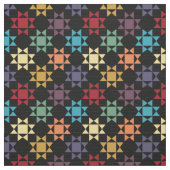 Amish Quilt Print Bright Colors on Black Gemustert Stoff (Muster)