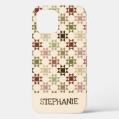 Amish Quilt Print Cream, braun Personalisiert Case-Mate iPhone Hülle (Rückseite)