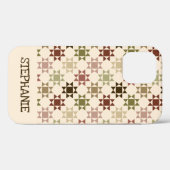 Amish Quilt Print Cream, braun Personalisiert Case-Mate iPhone Hülle (Rückseite (Horizontal))