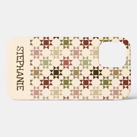 Amish Quilt Print Cream, braun Personalisiert Case-Mate iPhone Hülle (Rückseite (Horizontal))