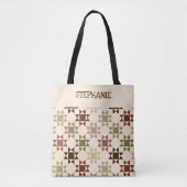 Amish Quilt Print in Cream Personalisiert Tasche (Vorderseite)