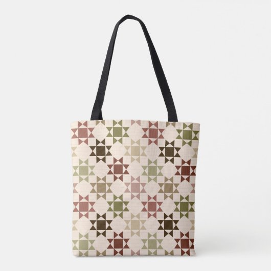 Amish Quilt Print in Cream Personalisiert Tasche (Rückseite)