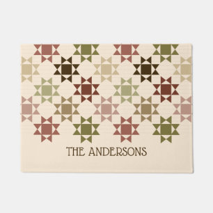 Amish Quilt Print neutrale Farben Personalisiert Fußmatte