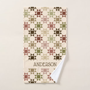 Amish Quilt Print neutrale Farben Personalisiert Handtuch