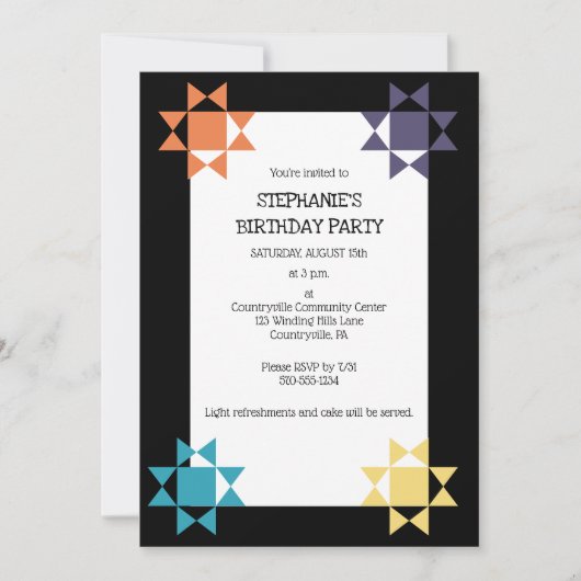 Amish Quilt Print Quilt Threading Custom Party Einladung (Vorderseite)