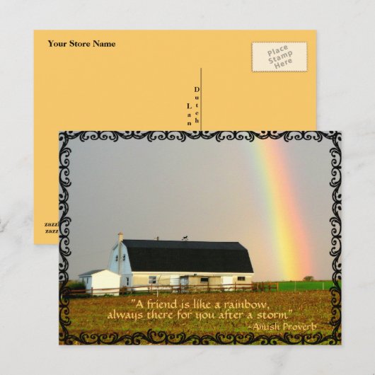Amish Rainbow. Freunde Sprichwort. Postkarte (Vorne/Hinten)