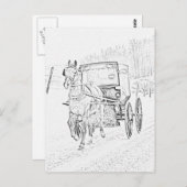 Amish Sketch-Pferd und Buggy-Postkarte Postkarte (Vorne/Hinten)