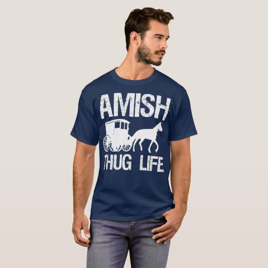 Amish Thug mit Buggy Gangster T-Shirt (Vorne ganz)