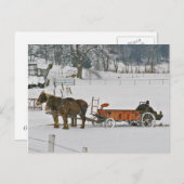 Amish Winter Bauer auf Spreader-Postcard Postkarte (Vorne/Hinten)
