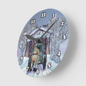 Amish Winter Covered Bridge  Runde Wanduhr (Winkel)