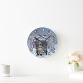 Amish Winter Covered Bridge  Runde Wanduhr (Zuhause)