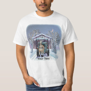 Amish Winter Covered Bridge T-Shirt
