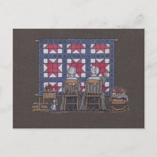Amish Women Quilting Postkarte