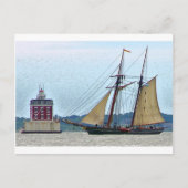 Amistad am Ledge Light House Postkarte (Vorderseite)