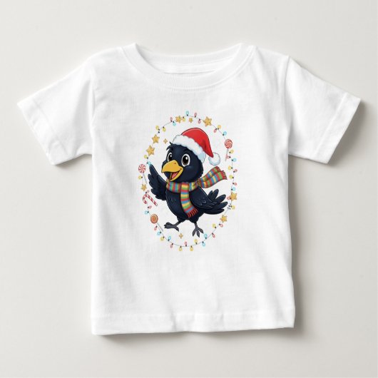 AMITA | Cheerful Crow - Holiday Lights Baby T-shirt (Vorderseite)