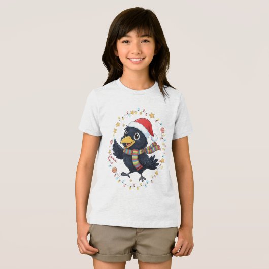 AMITA | Cheerful Crow - Holiday Lights Tri-Blend Shirt (Vorderseite Voll)