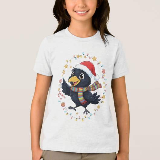 AMITA | Cheerful Crow - Holiday Lights Tri-Blend Shirt (Vorderseite)