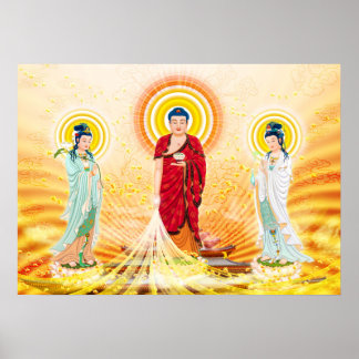 Amitabha Buddha und Bodhisattva Poster