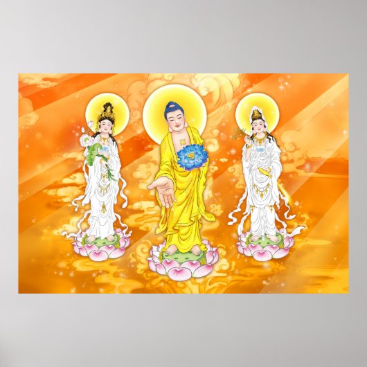 Amitabha Buddha und Bodhisattva Poster (Vorne)
