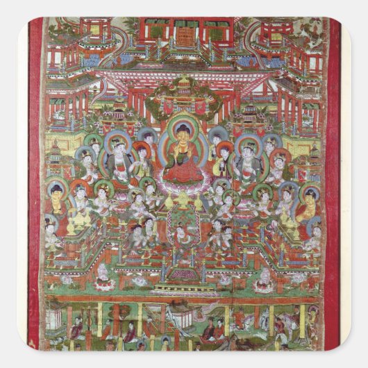 Amitabha-Paradies Quadratischer Aufkleber (Vorderseite)