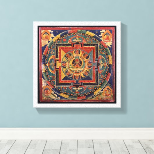 Amitayus mandala, tibetische Schule des 19. Jahrhu Leinwanddruck (Insitu (Holzboden))