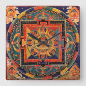 Amitayus Mandala Wall Clock Quadratische Wanduhr (Vorderseite)