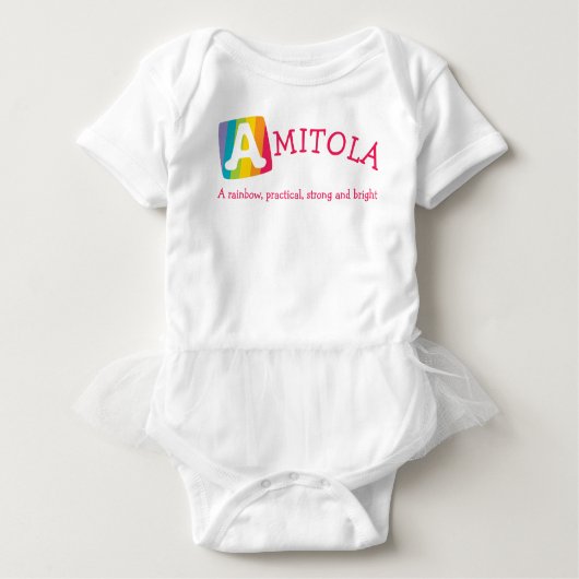 Amitola unisex rainbow baby name baby strampler (Vorderseite)