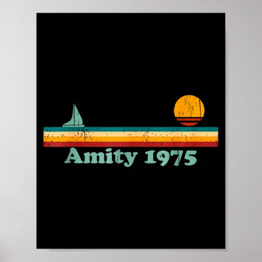 Amity 1975 Retro Sailboat And Sunset Design Idea Poster (Vorne)