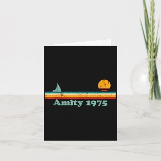 Amity 1975 Retro-Segelschiff und Sonnenuntergangs- Karte (Vorderseite)