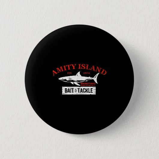 Amity Island Köder Und Angelzubehör Retro Angeln Button (Vorderseite)