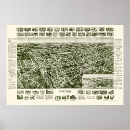 Amityville, NY Panoramic Map - 1925 Poster (Vorne)