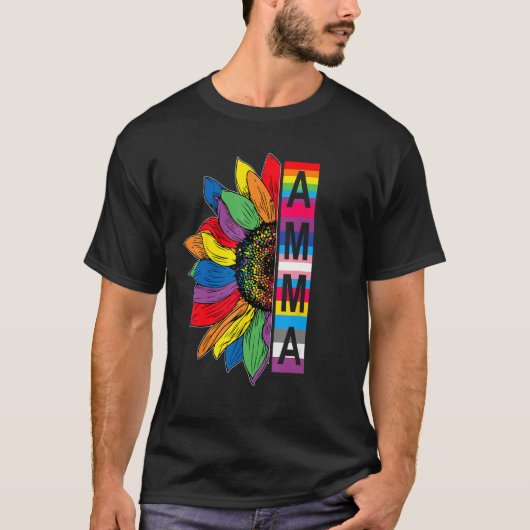 Amma LGBTQ Gay Pride Sunflower T-Shirt (Vorderseite)