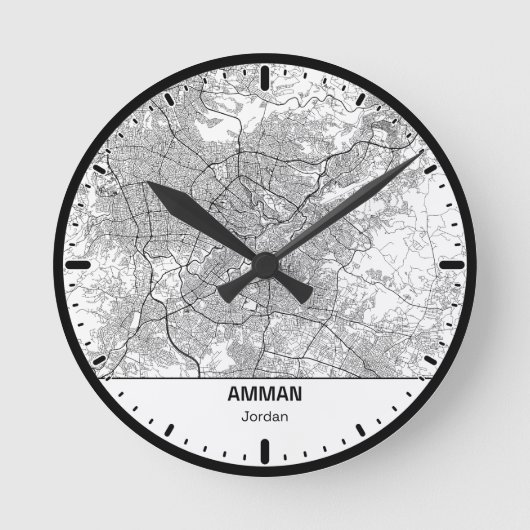 Amman Clock City Line Art Runde Wanduhr (Vorderseite)