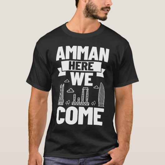 Amman Jordan City Skyline-Landkarte T-Shirt (Vorderseite)