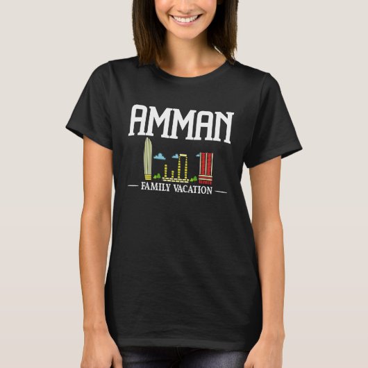 Amman Jordan City Trip Skyline Karte T-Shirt (Vorderseite)