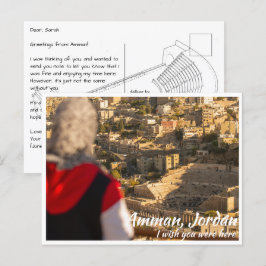 Amman Jordan mit Frau sieht römisches Theater Postkarte